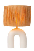 Lucide LED table lamp Ronda with E27 socket, rattan shade, ceramic base, 28x28x45cm White for indoor use
