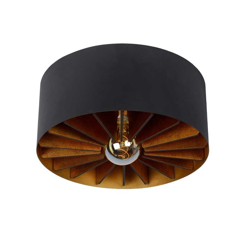Lucide ZIDANE LED Deckenleuchte Schwarz Ø40cm 1xE27 IP20 moderne Metallleuchte