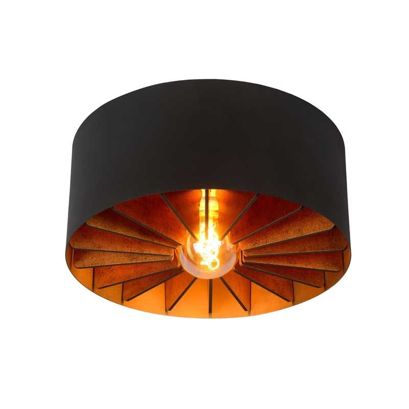 Lucide ZIDANE LED Deckenleuchte Schwarz Ø40cm 1xE27 IP20 moderne Metallleuchte