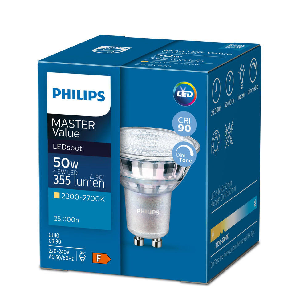 Philips MAS LED Spot GU10 3.7W 2700K 270 Lumen 36° dimmbar 90CRI PAR16 warmweiß
