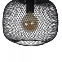 Lucide MESH Deckenleuchte Ø30cm, E27 Fassung, Zylindrisches Metalldesign, Matt schwarze Oberfläche, IP20 Innenbeleuchtung