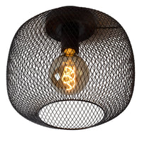 Lucide Deckenleuchte MESH 30cm E27 Fassung schwarz - Durchmesser 30cm moderne Deckenleuchte aus langlebigem Aluminium, IP20, CE zertifiziert