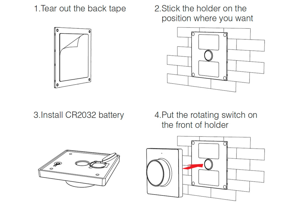 Tsong wireless CCT dimmer wall control black 220-240V AC compatible