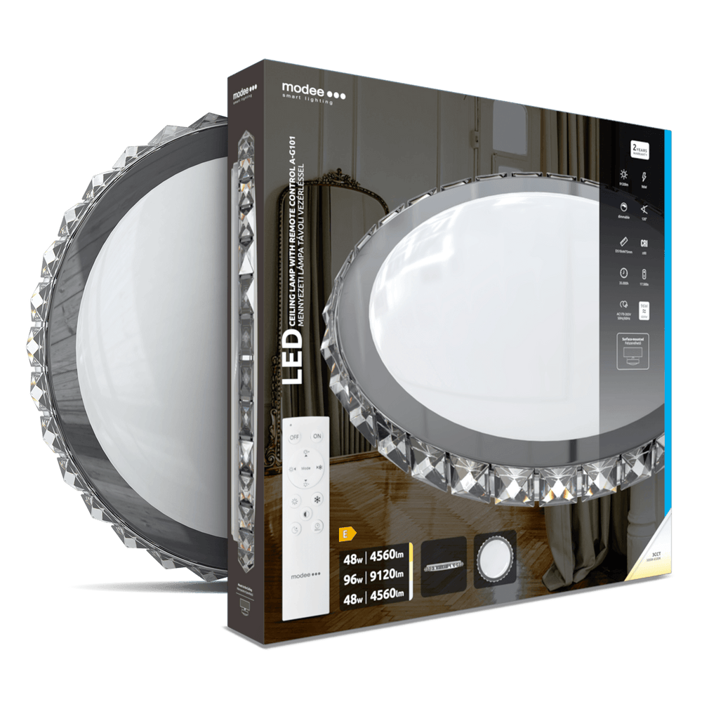 Modee LED Deckenleuchte 96W 3CCT dimmbar 9120 Lumen Ø510mm Aluminium-Kunststoff IP20 mattes Glas