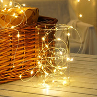 Modee LED Christmas String Light 100 LEDs 5m Copper Wire Warm White 3000K Battery Operated IP20 Indoor