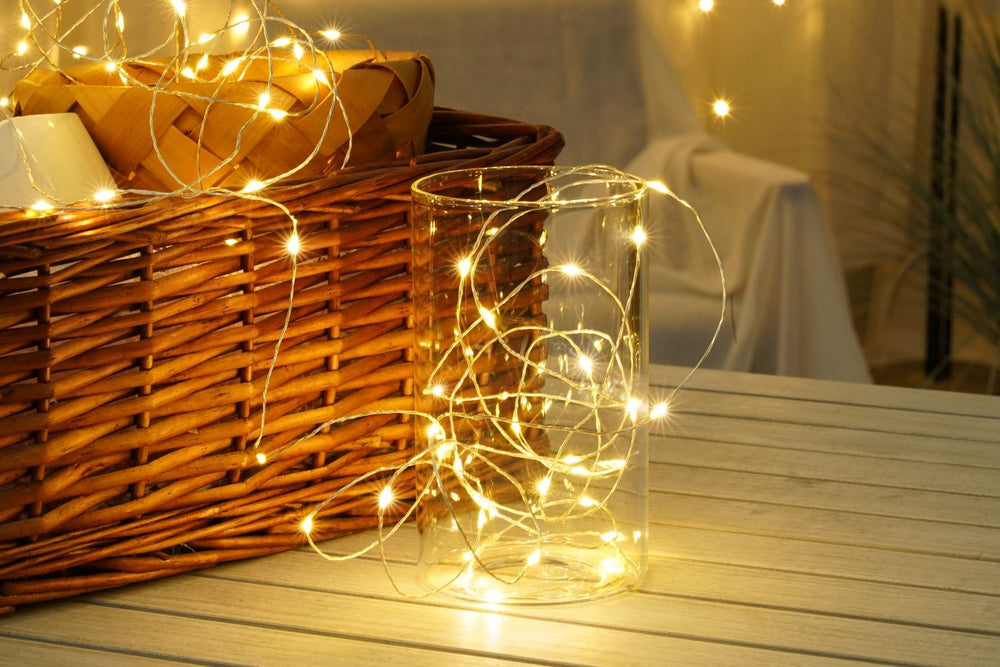 Modee LED Christmas String Light 100 LEDs 5m Copper Wire Warm White 3000K Battery Operated IP20 Indoor