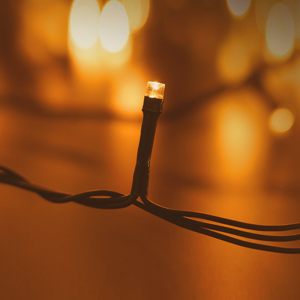 Modee LED Weihnachts-Lichterkette 200LED 20m Warmweiß mit Adapter IP44 Grünes Kabel