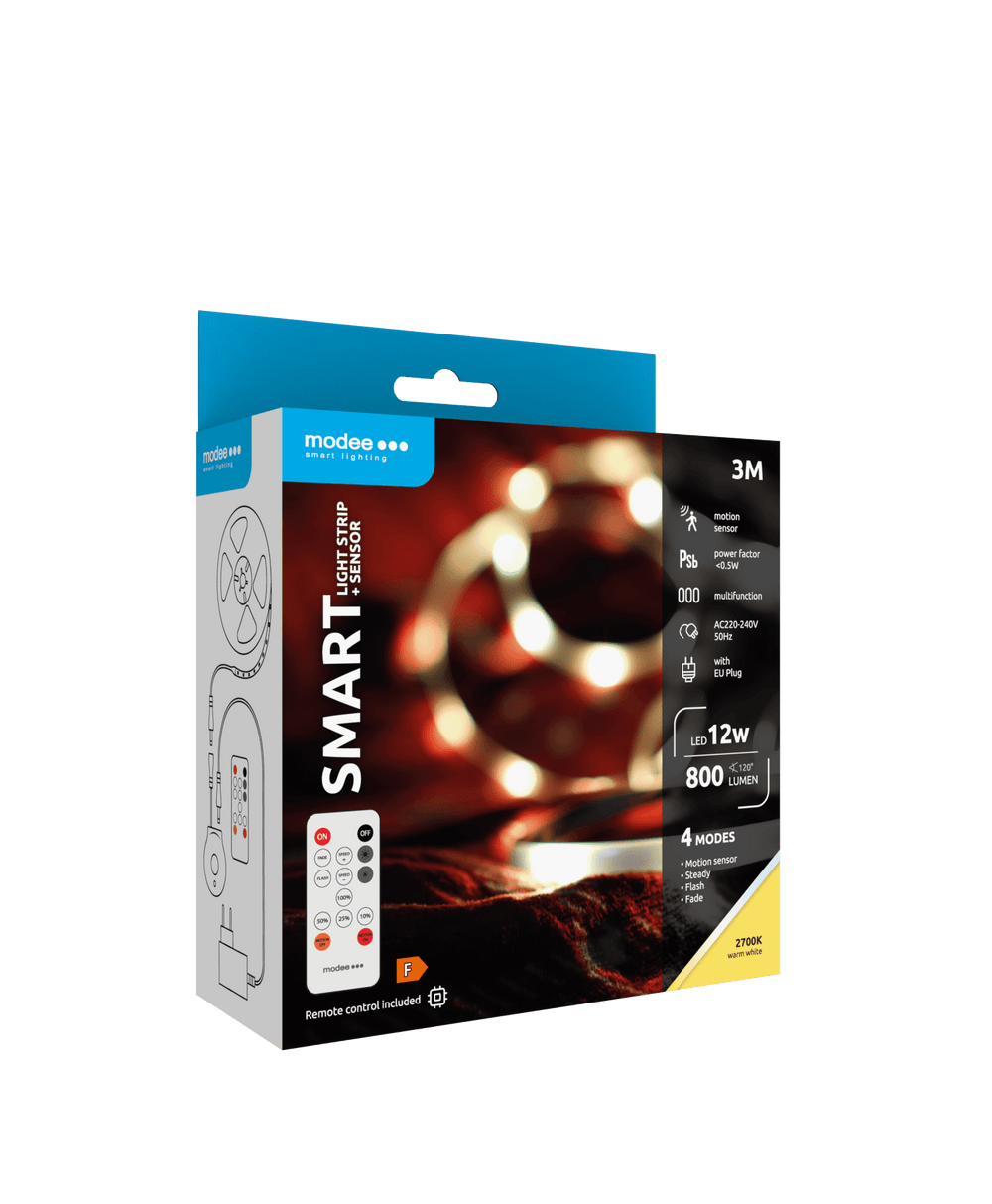 Modee LED Smart Strip 12W IP20 2700K 800 Lumen 3M mit Fernbedienung und Bewegungssensor