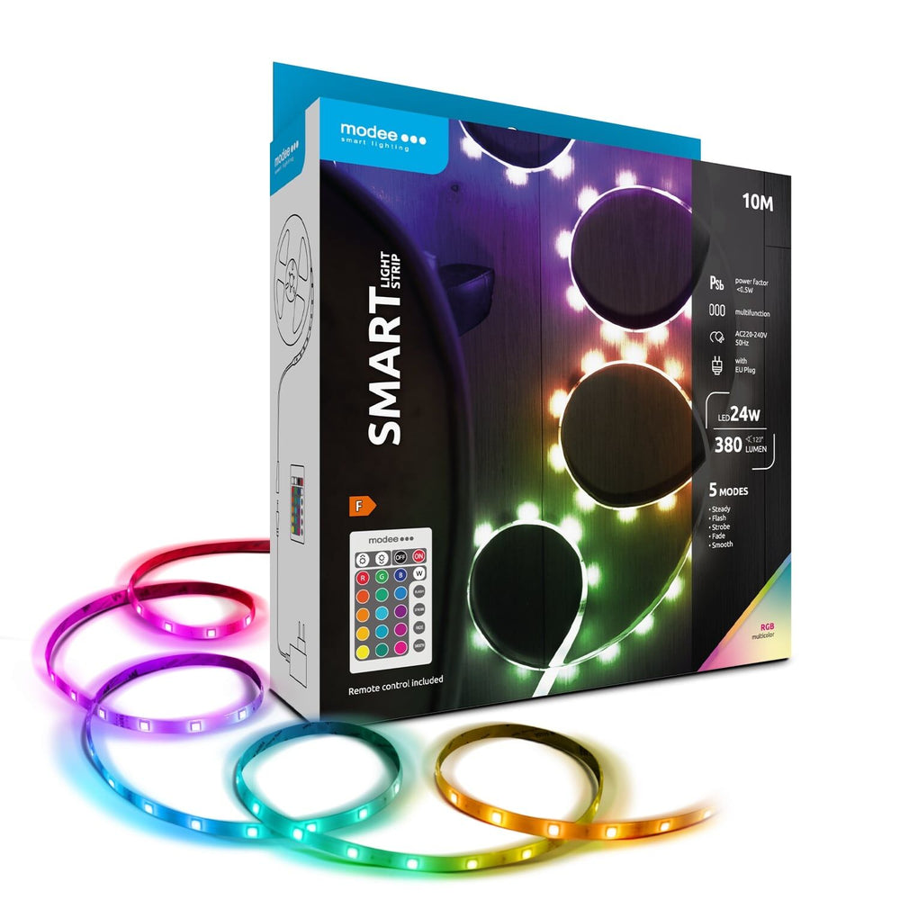Modee LED Smart Strip Licht 24W 220-240V IP20 RGB 380 Lumen 10M mit Fernbedienung