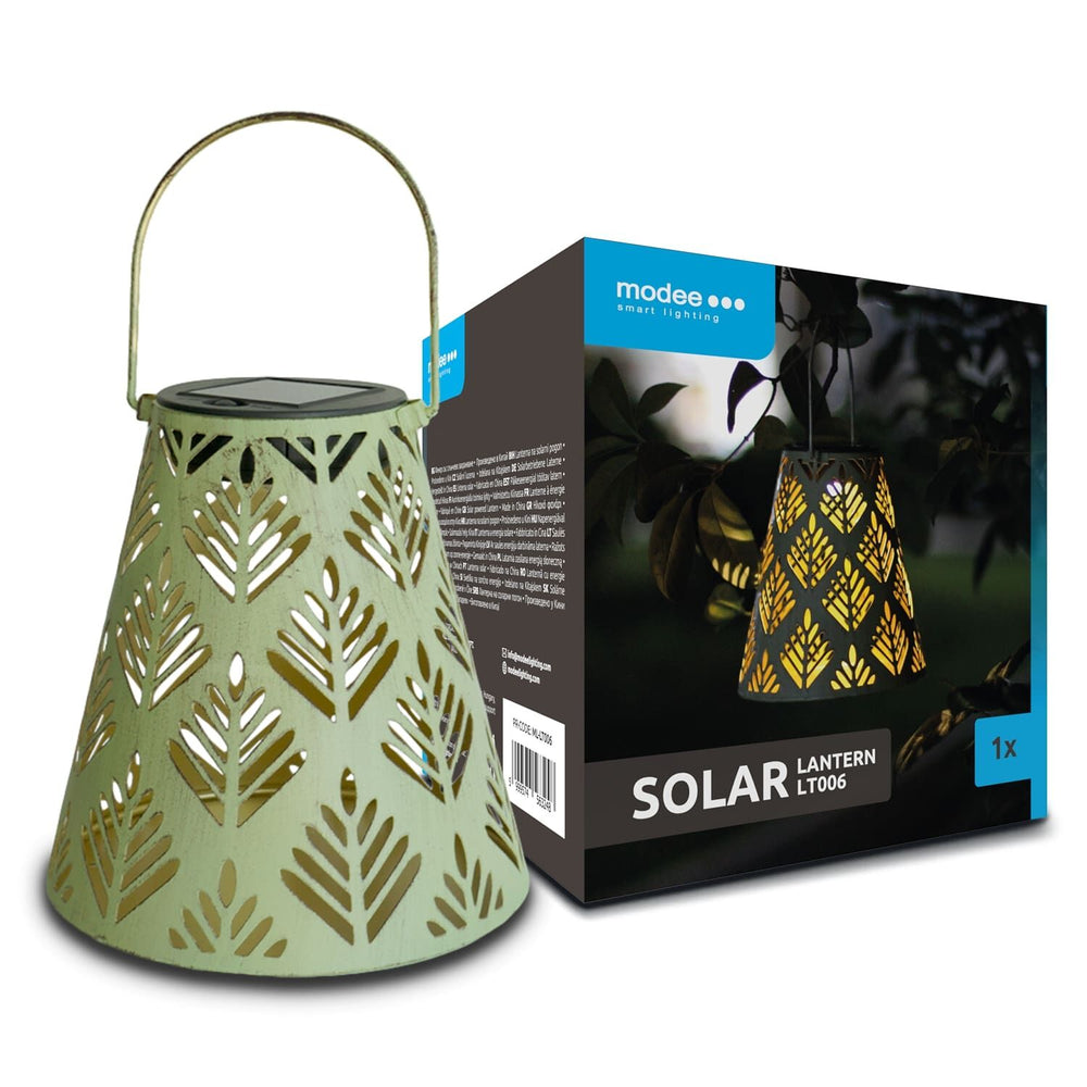 Modee LED Solar Laterne LT006, Metall Rund, 2800-3200K Warmlicht, IP44 Outdoor, Wiederaufladbare Batterie