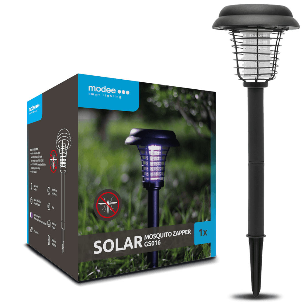Modee LED Solar Stake Light 40cm with Mosquito Zapper, IP44 Outdoor Plastic Lamp 7800-11000K