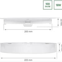 Spectrum LED ceiling light round 18W replaces 105W, 3000K, 2200 lumens, IP20, CRI >80, 110° beam angle