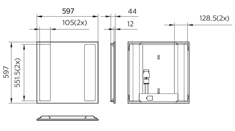 Philips CoreLine Einbau LED Panel, 31W 37W 43W, 4000K Neutralweiß, 3100-4300 Lumen, DALI dimmbar, IP20/44, 597x597mm