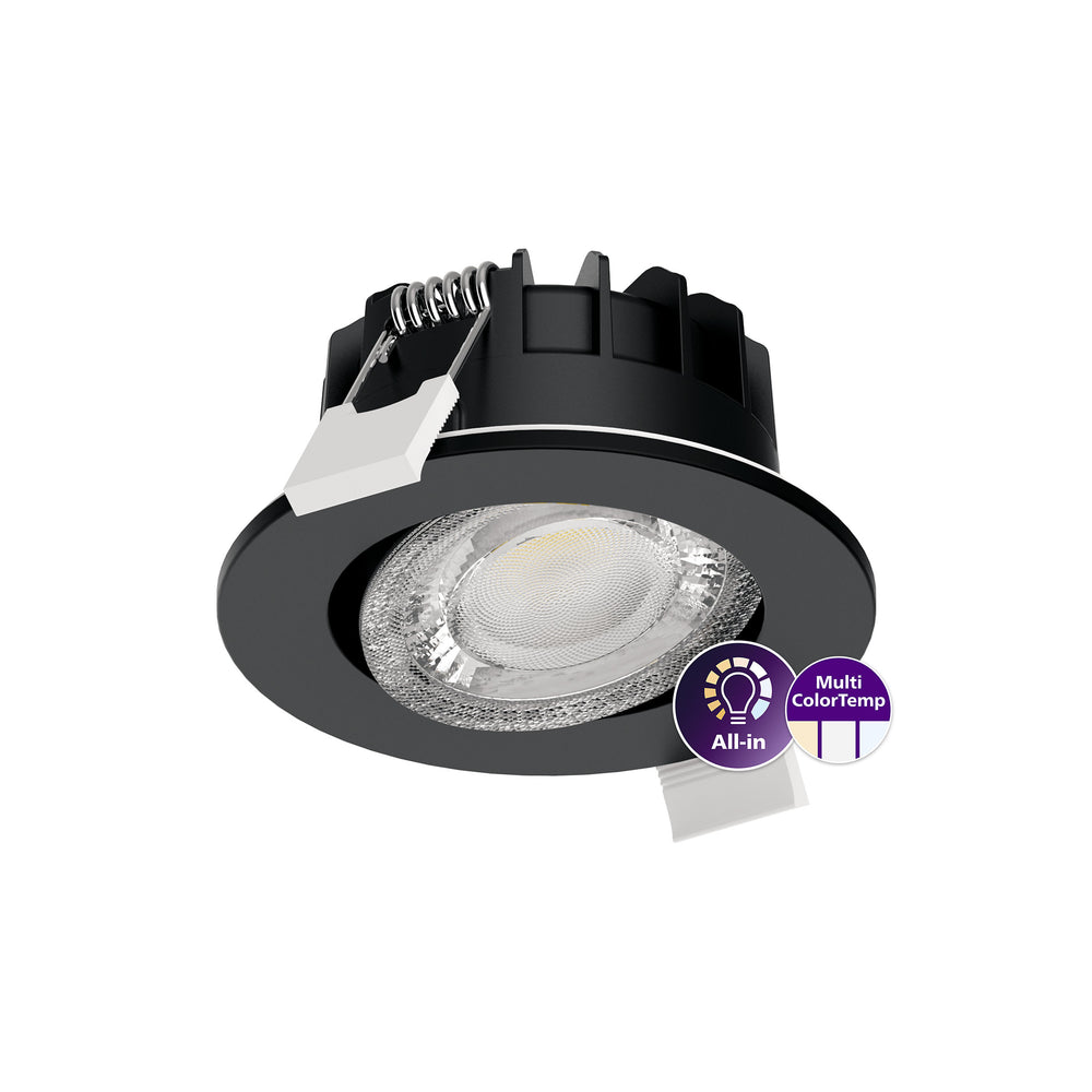 Philips LED recessed spot RS071B 6W black, dimmable, 2700K 3000K 4000K, 550 lumens, 40° beam, IP65