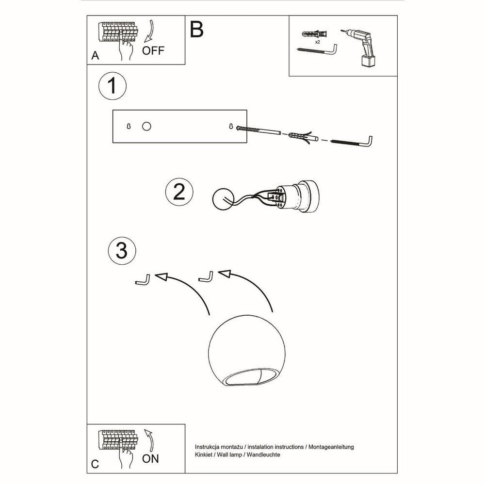 Sollux Lighting LED-Lampe 50W Aluminium Globus, IP20, 220-240V, 4000K, mattgoldenes Finish