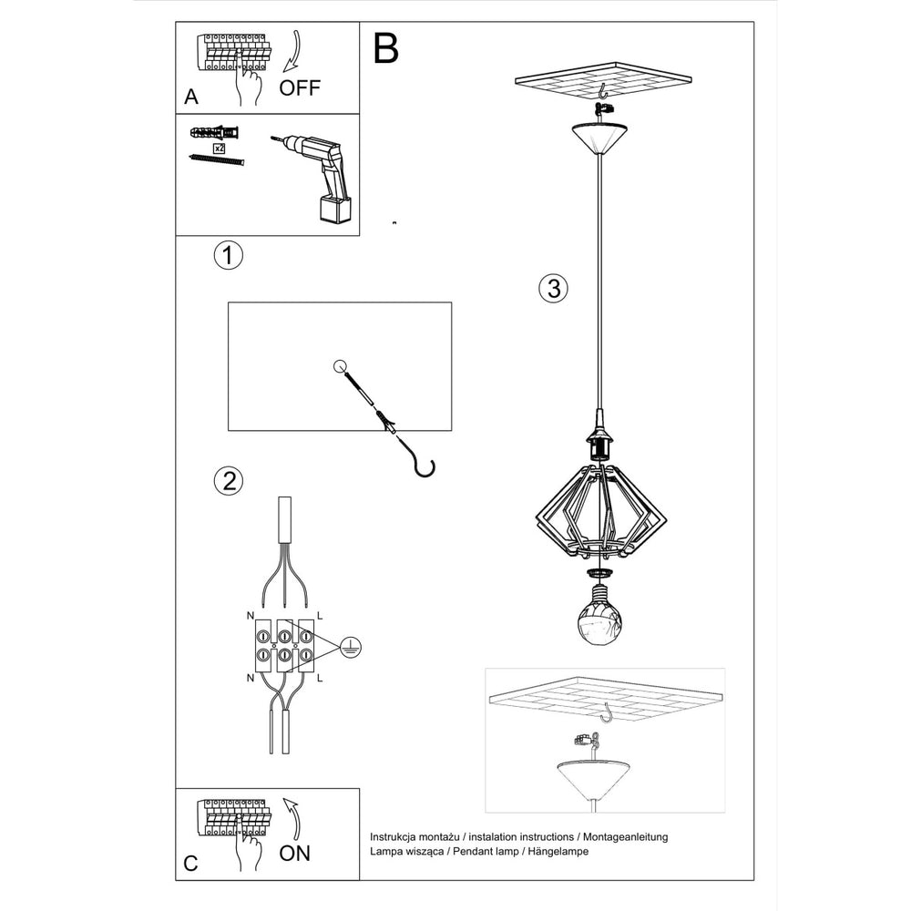 Sollux Lighting LED wood hanging lamp POMPELMO E27 220-240V
