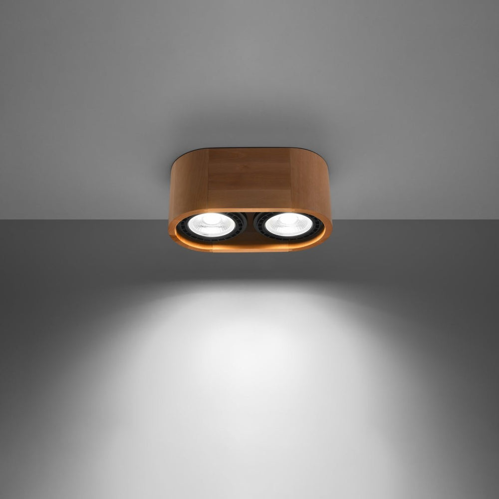 Sollux Lighting plafondspot BASIC 2 LED lamp, natural wood finish, CRI 80-89, IP20