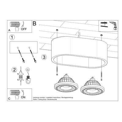 Sollux Lighting plafondspot BASIC 2 LED lamp, natural wood finish, CRI 80-89, IP20