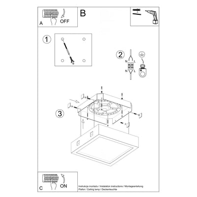 Sollux Lighting plafondspot RIZA beton LED lamp 3000K 1521 lumen