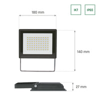 Spectrum LED-Strahler 50W 4000K 4500 Lumen 230V IP65 IK07 Schwarz Außenbeleuchtung