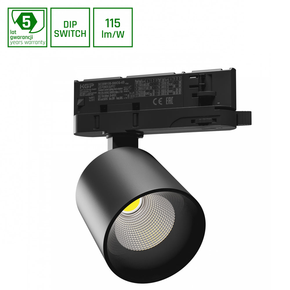 Spectrum Artemida mini LED spot 6.5-20W 4000K black with CRI >90 and adjustable angle 36-60º IP20 for indoor use