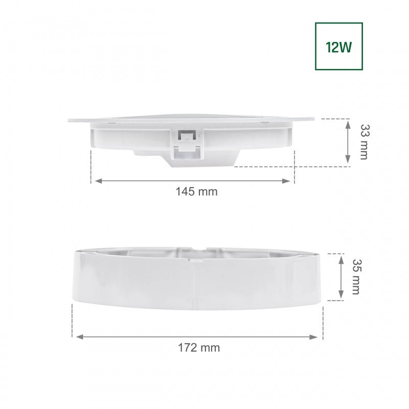 Spectrum Algine 2IN1 Downlight 12W 150 Lumen Warmweiß 3000K IP20 rund für Decken- und Wandmontage