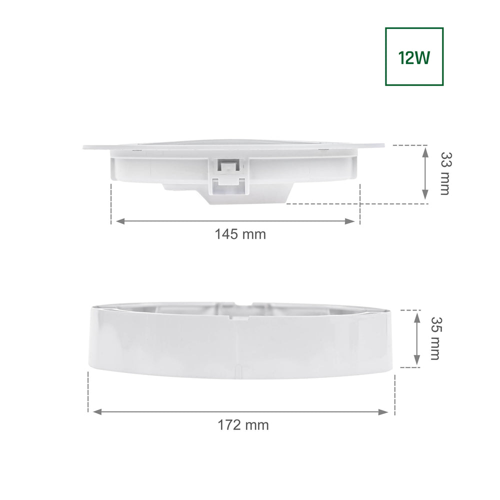 Spectrum Algine 2IN1 Downlight 12W 150 Lumen Warmweiß 3000K IP20 rund für Decken- und Wandmontage