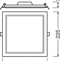 Slim LED Downlight SQ210 18W 1530 Lumen 3000K Warmweiß, 120° quadratisches Design für moderne Decken