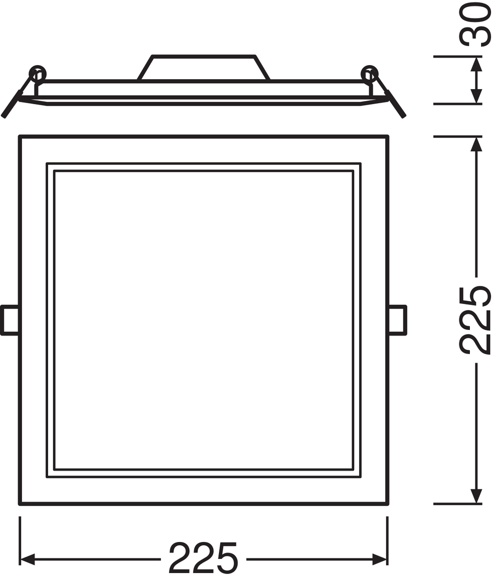 Slim LED Downlight SQ210 18W 1530 Lumen 3000K Warmweiß, 120° quadratisches Design für moderne Decken