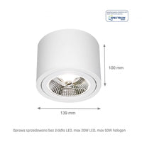 Chloe AR111 GU10 Weiß verstellbare LED-Spot für Innenanwendungen - Spectrum IP20, 17000 Stunden technologische Nachhaltigkeit