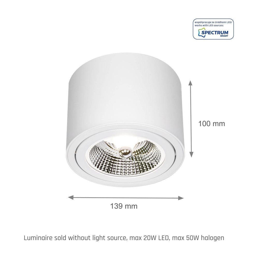 Chloe AR111 GU10 Weiß verstellbare LED-Spot für Innenanwendungen - Spectrum IP20, 17000 Stunden technologische Nachhaltigkeit