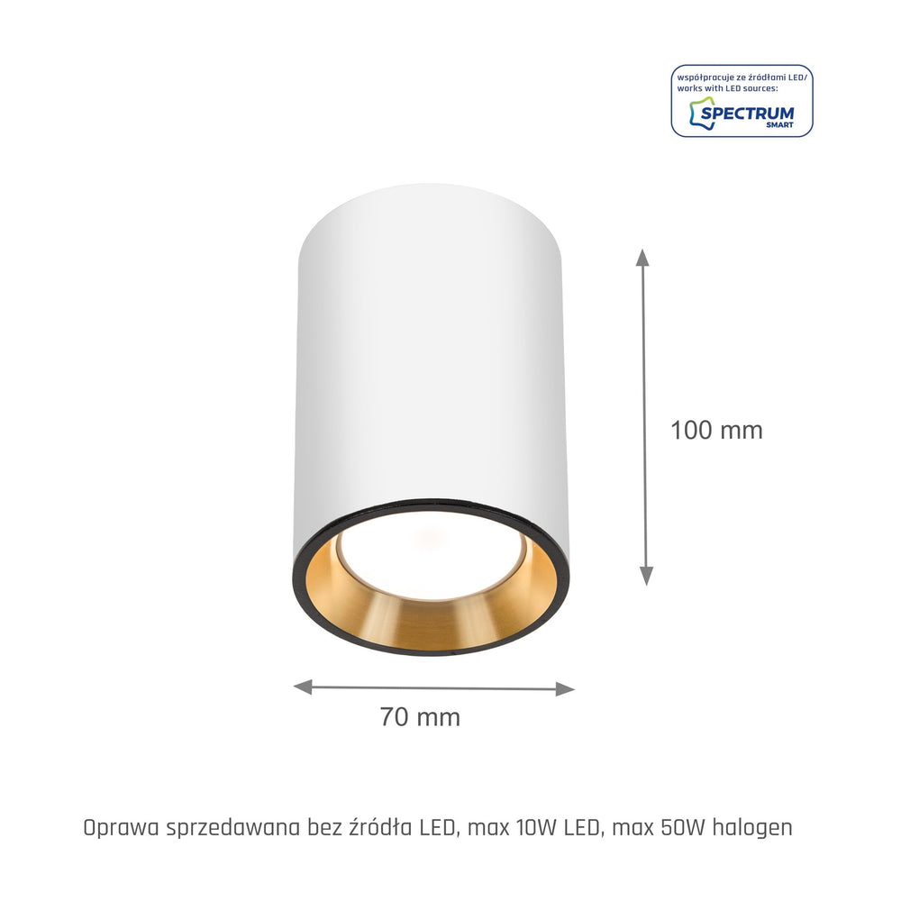 Spectrum CHLOE MINI LED Deckenstrahler, 1x GU10 Fassung, Aufbau, Weiß/Gold, IP20 Aluminium