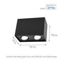 Spectrum CHLOE DUO 2xGU10 Surface Mounted LED Spot Light, Adjustable Black Aluminum, IP20 Indoor Ceiling Fixture