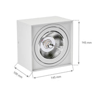 Spectrum CHLOE AR111 GU10 quadratische LED-Spot, IP20, weiß, Aluminiumgehäuse, 250V, Innenbereich, lange Lebensdauer