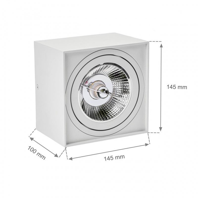 Spectrum CHLOE AR111 GU10 quadratische LED-Spot, IP20, weiß, Aluminiumgehäuse, 250V, Innenbereich, lange Lebensdauer