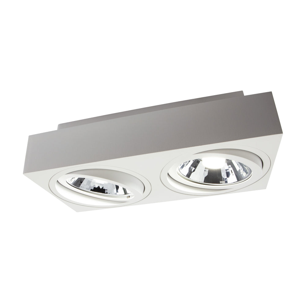 Spectrum LED GU10 surface spotlight, 2x adjustable, 250V, IP20, White rectangular ceiling luminaire