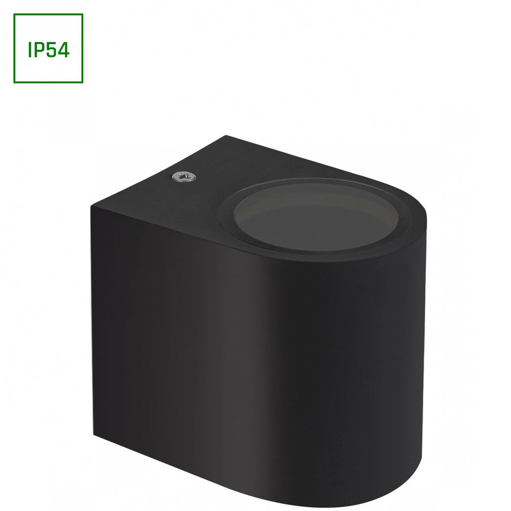 Spectrum LED GU10 Wandleuchte Schwarz IP54 250V Polycarbonat-Gehäuse 95x80x73mm für Innen- und Außenbereich
