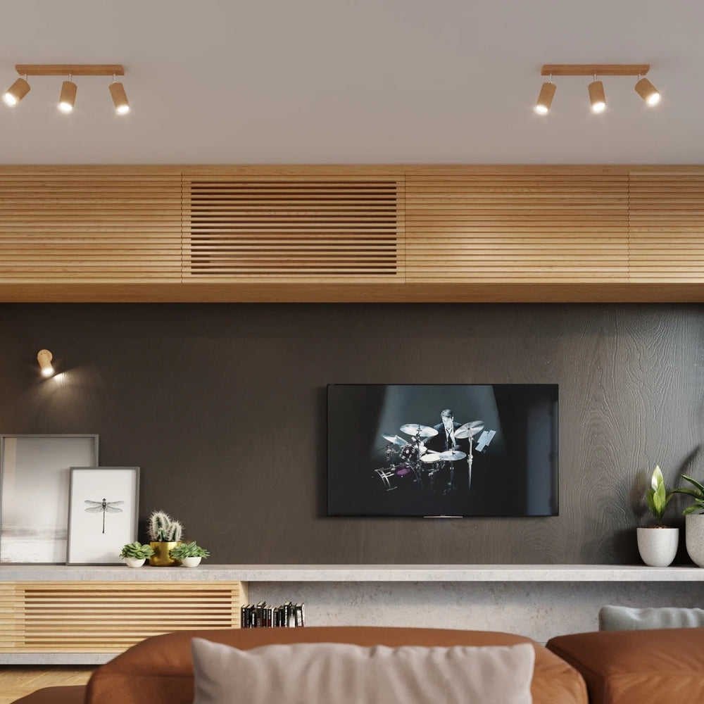 Sollux Lighting BERG 4 LED Deckenstrahler, Naturholz, IP20, 220-240V, CRI 80, CE RoHS, 4x50W max