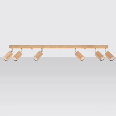 Sollux Lighting BERG 6 LED Deckenstrahler, Naturholz, IP20, 220-240V, max 50W, CE RoHS