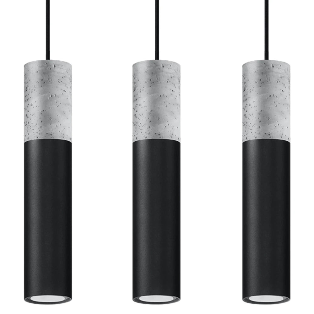 Sollux Lighting BORGIO 3L LED Pendelleuchte, Schwarz Grau Beton, 3 x GU10, IP20, 230V, CE