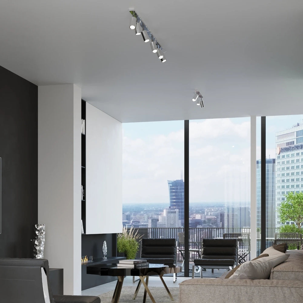 Sollux Lighting LED Deckenstrahler Chromring, 6x GU10 Fassungen, IP20, Aluminium, CE RoHS