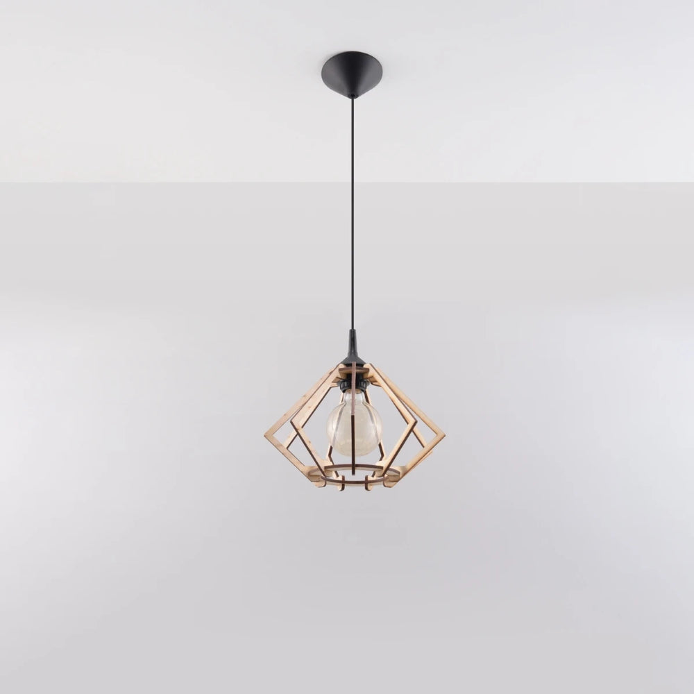 Sollux Lighting LED hanging lamp wood POMPELMO, E27 socket, IP20, 220-240V, Matte Gold Brass finish