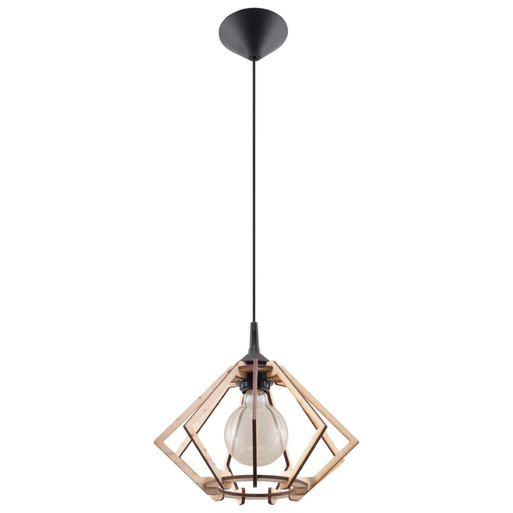 Sollux Lighting LED hanging lamp wood POMPELMO, E27 socket, IP20, 220-240V, Matte Gold Brass finish