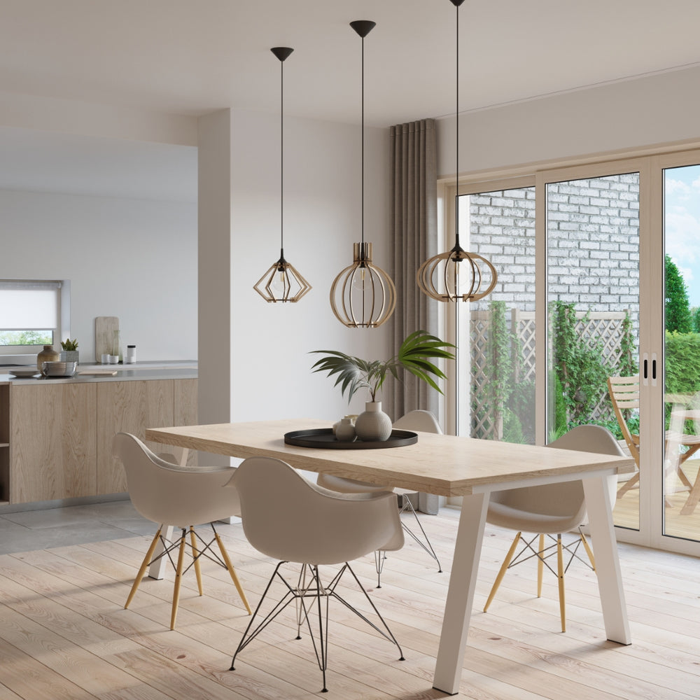 Sollux Lighting LED Pendelleuchte ARANCIA Holz, E27 Fassung, IP20, Matt Gold Messing Finish, 220-240V