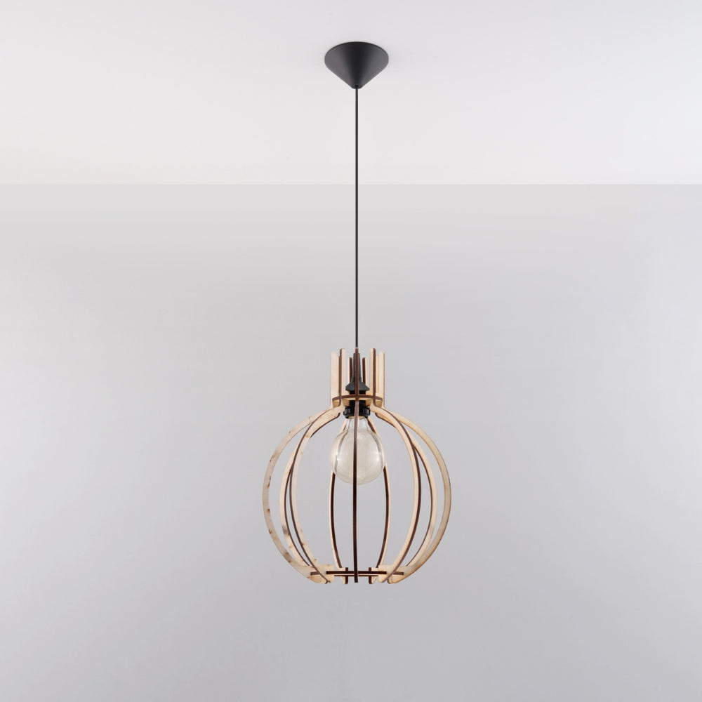 Sollux Lighting LED Pendelleuchte ARANCIA Holz, E27 Fassung, IP20, Matt Gold Messing Finish, 220-240V