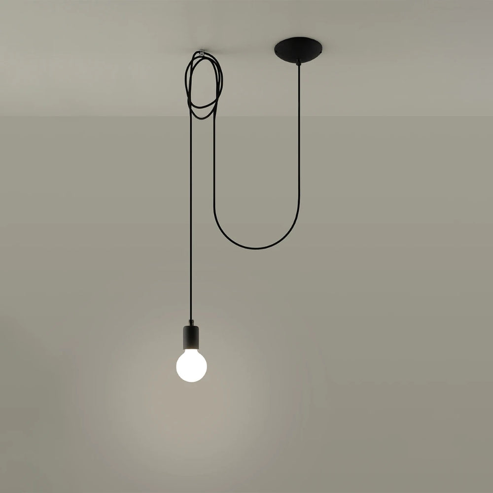 Sollux Lighting LED Pendelleuchte Edison 1 Schwarz, 220-240V, IP20, 50W max, Aluminium und Stahl, CE RoHS