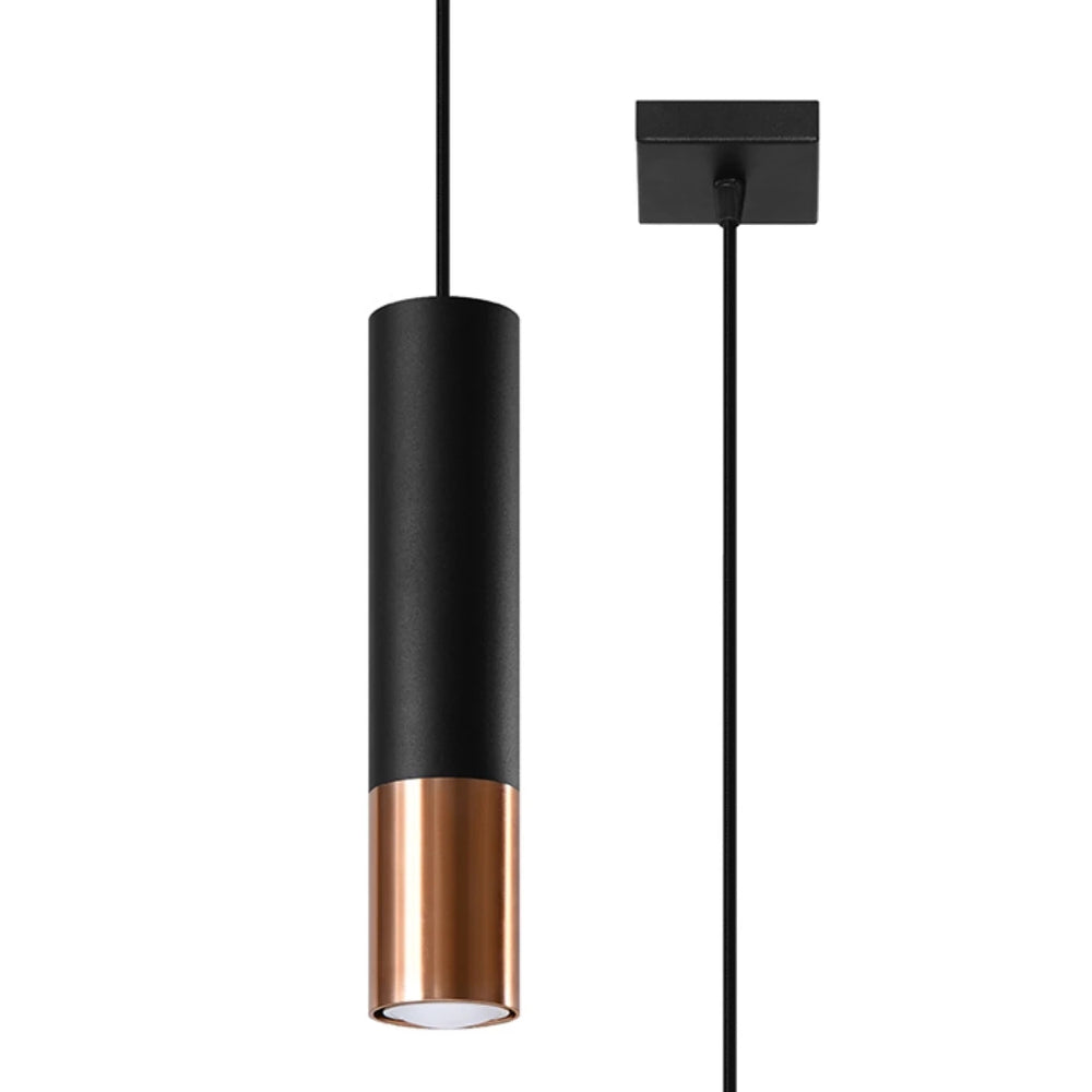Sollux Lighting LED Hängelampe LOOPEZ Schwarz Kupfer, 1xGU10, E27 Fassung, IP20, Aluminium, 220-240V