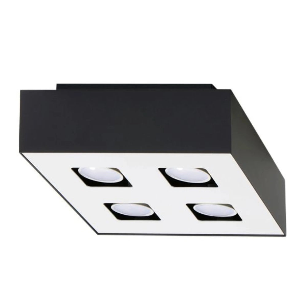 Sollux Lighting MONO 4 Deckenstrahler Schwarz, LED kompatibel, IP20, Aluminium, 220-240V, 4x35W max
