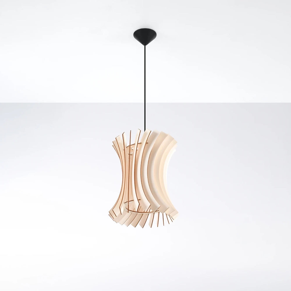 Sollux Lighting ORIANA Hängeleuchte Holz, LED kompatibel, 220-240V, IP20, matt goldene Messingoptik