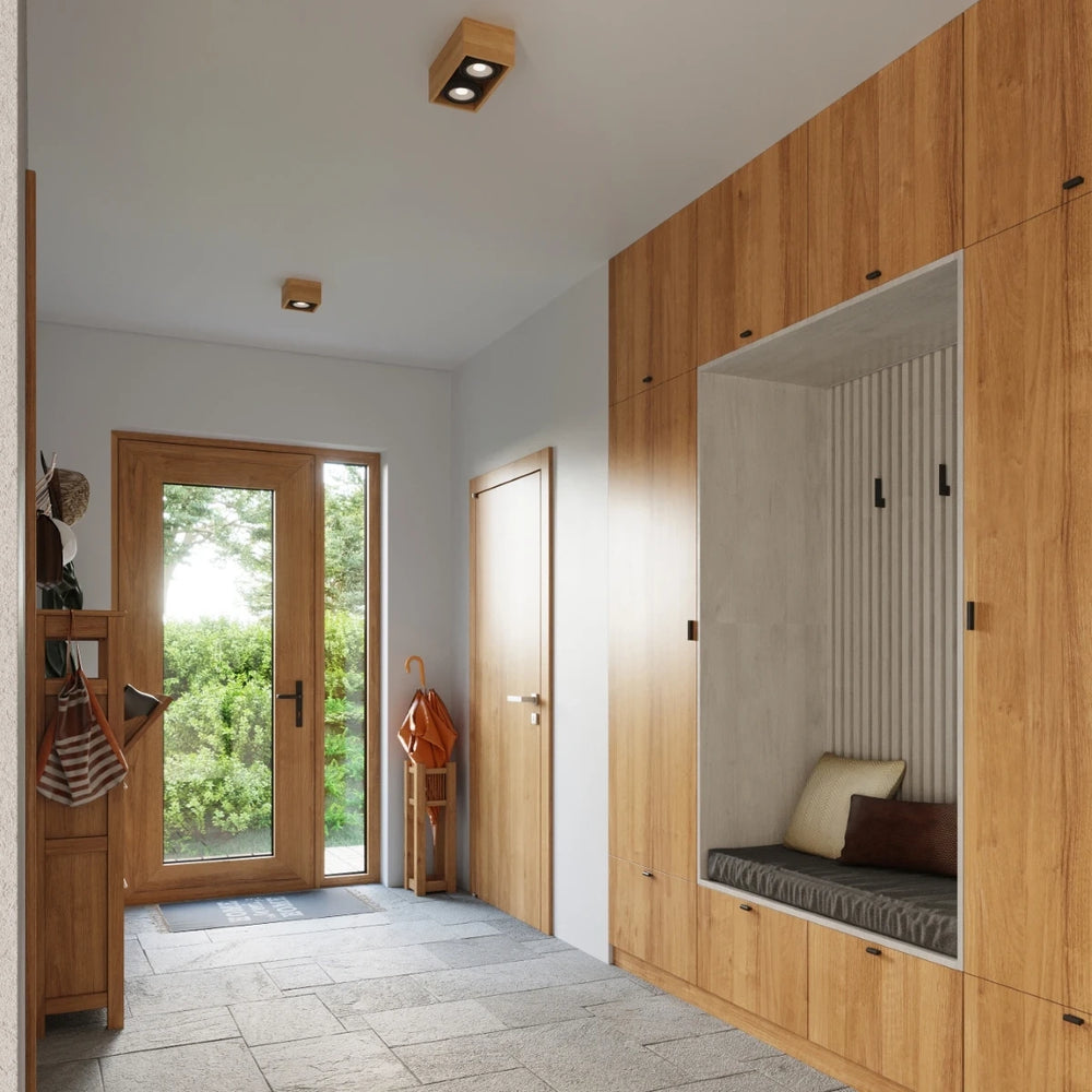 Sollux Lighting QUATRO 1 LED Deckenstrahler, Naturholz, IP20, 220-240V, max. 50W, CE RoHS